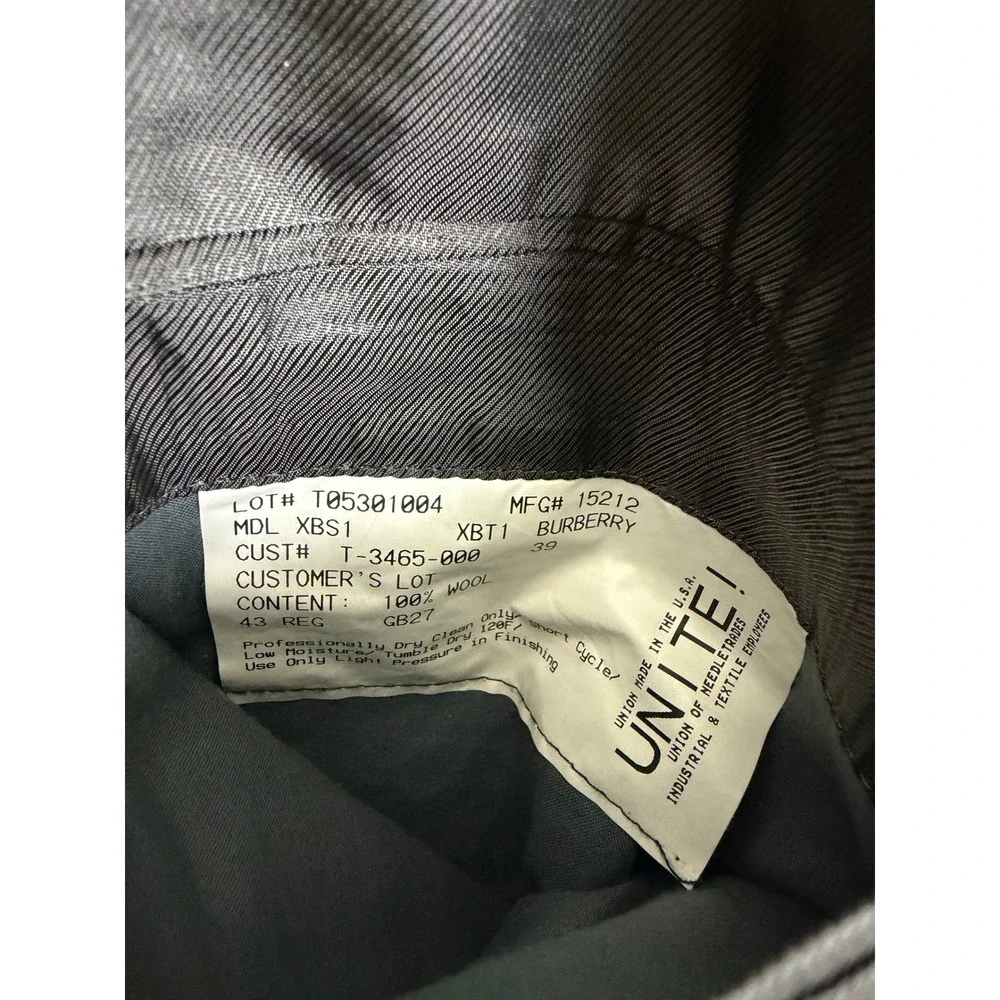 Burberry London Mens 43R Wool Glen Plaid Blazer Sport Coat Grey 2 Button USA